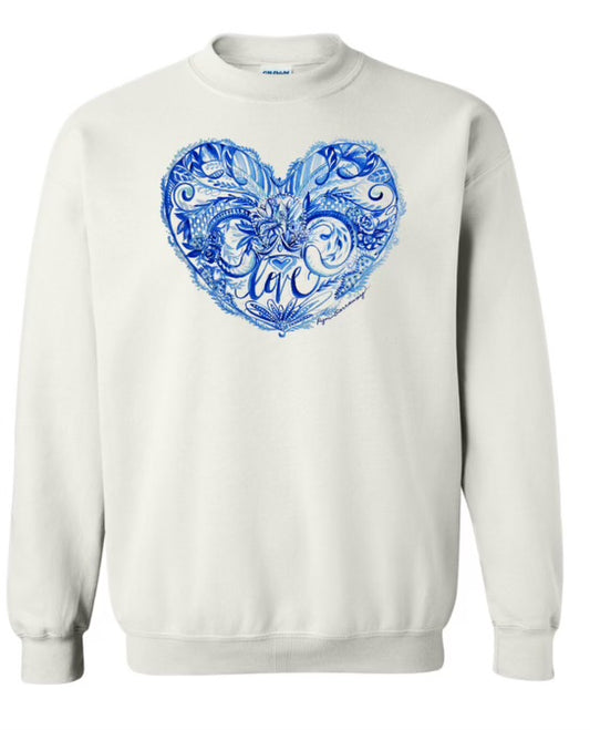 Blue & White Love Sweatshirt