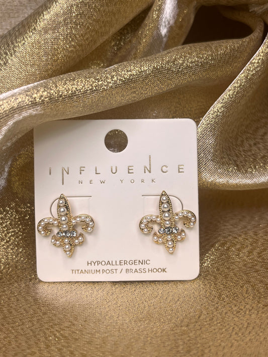Pearl Fleur De Lis Studs