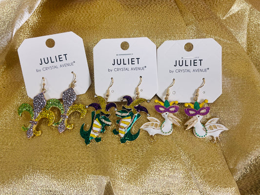 Mardi Gras Dangle Earrings