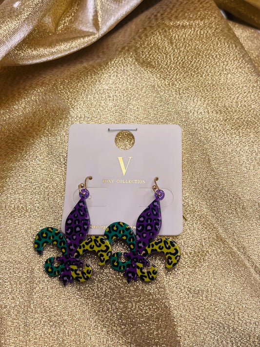 Leopard Fleur De Lis Earrings